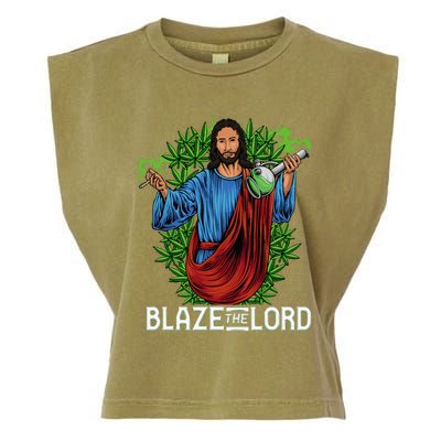 Funny Blaze The Lord High Stoned Jesus 420 Weed Lovers Gift Garment-Dyed Women's Muscle Tee