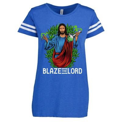 Funny Blaze The Lord High Stoned Jesus 420 Weed Lovers Gift Enza Ladies Jersey Football T-Shirt