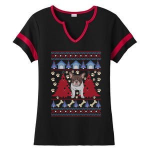 French Bulldog Ugly Christmas Holiday Dog Lover Xmas Gift Funny Gift Ladies Halftime Notch Neck Tee