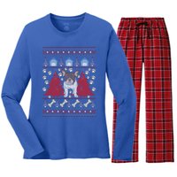 French Bulldog Ugly Christmas Holiday Dog Lover Xmas Gift Funny Gift Women's Long Sleeve Flannel Pajama Set 