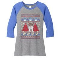 French Bulldog Ugly Christmas Holiday Dog Lover Xmas Gift Funny Gift Women's Tri-Blend 3/4-Sleeve Raglan Shirt