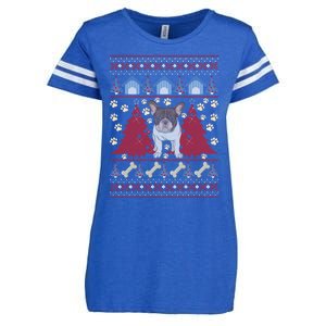 French Bulldog Ugly Christmas Holiday Dog Lover Xmas Gift Funny Gift Enza Ladies Jersey Football T-Shirt