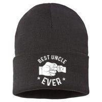 Funny Best Uncle Ever Fistbump Sustainable Knit Beanie