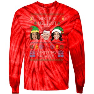 Funny Biden Ugly Christmas Sweater Tie-Dye Long Sleeve Shirt