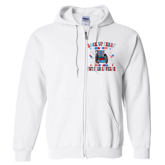 Funny Back Up Terry Put It In Reverse Firework 4th Of July Full Zip Hoodie