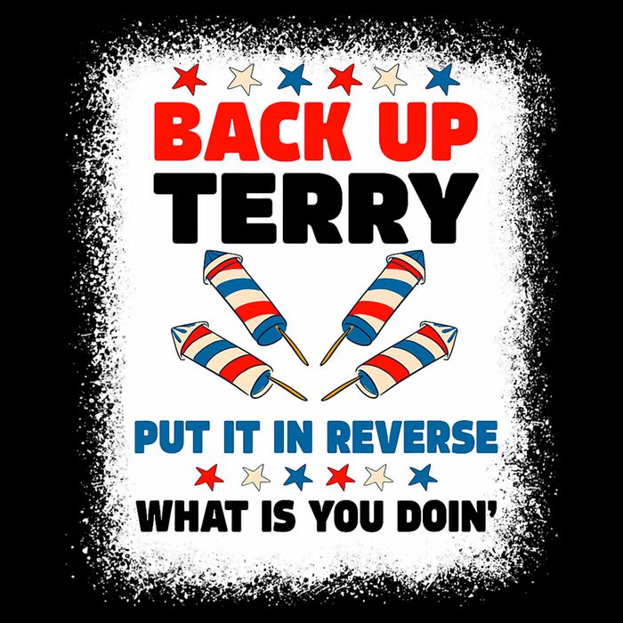 Fireworks Back Up Terry Put It In Reverse July 4th Bleached Flat Bill Trucker Hat