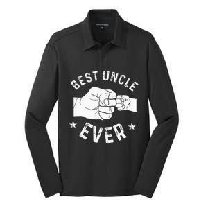 Funny Best Uncle Ever Fist Bump Silk Touch Performance Long Sleeve Polo