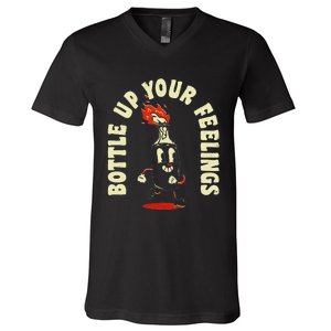 Funny Bottle Up Your Feelings V-Neck T-Shirt