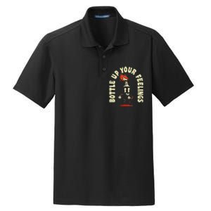 Funny Bottle Up Your Feelings Dry Zone Grid Polo