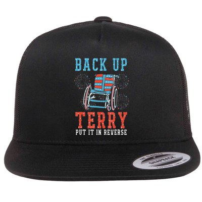 Funny Back Up Terry Put It In Reverse Firework 4th Of July Gift Flat Bill Trucker Hat