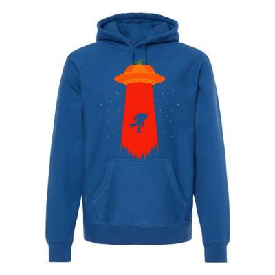 Funny Bigfoot UFO Abduction Alien Sasquatch Halloween Gifts Premium Hoodie