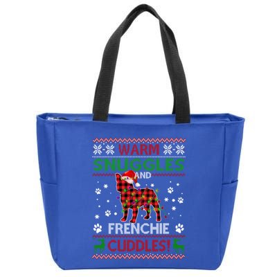 French Bulldog Ugly Christmas Sweater Xmas Pajama Dog Lover Gift Zip Tote Bag