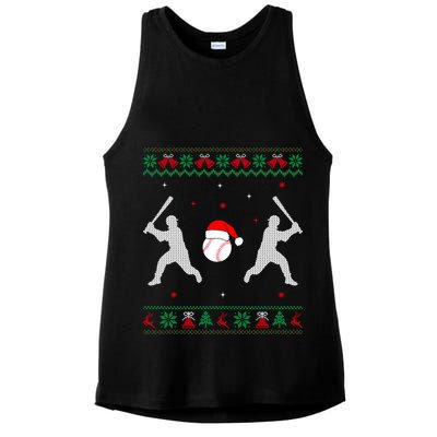 Funny Baseball Ugly Christmas Sweater Xmas Baseball Player Ladies PosiCharge Tri-Blend Wicking Tank