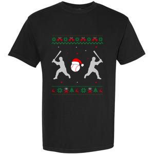 Funny Baseball Ugly Christmas Sweater Xmas Baseball Player Garment-Dyed Heavyweight T-Shirt