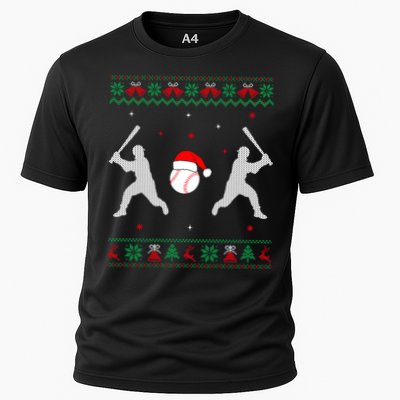 Funny Baseball Ugly Christmas Sweater Xmas Baseball Player Cooling Performance Crew T-Shirt
