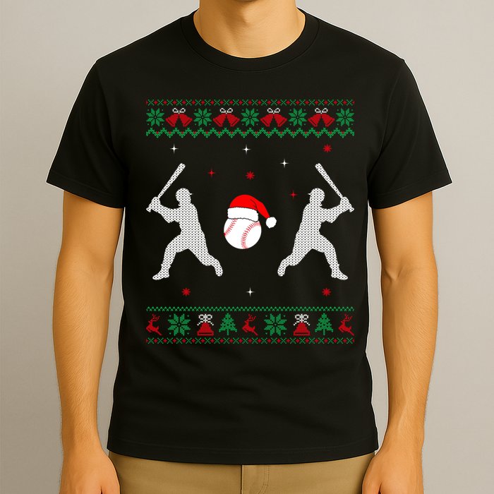 Funny Baseball Ugly Christmas Sweater Xmas Baseball Player T-Shirt