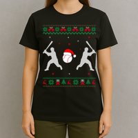 Funny Baseball Ugly Christmas Sweater Xmas Baseball Player T-Shirt