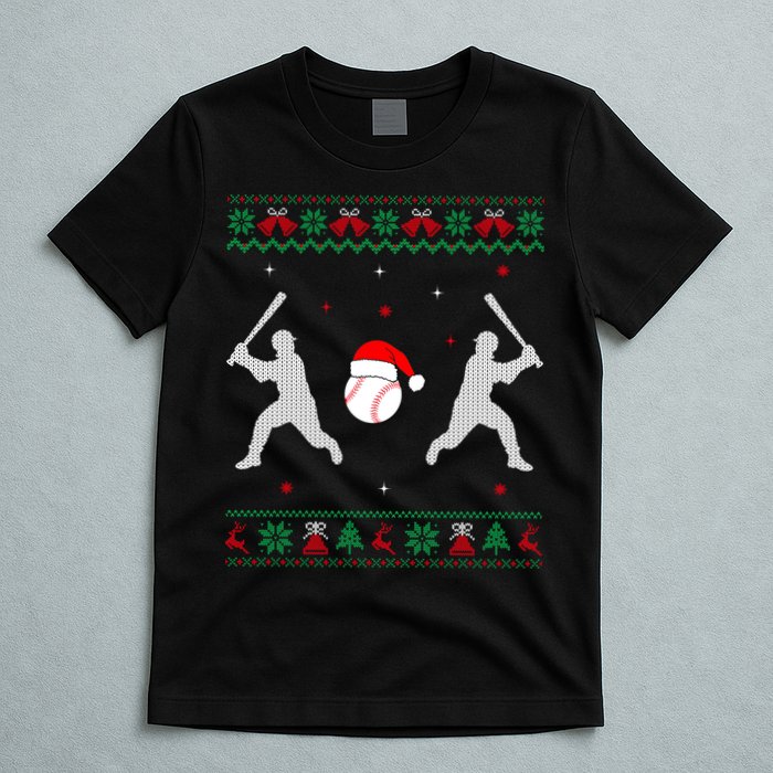 Funny Baseball Ugly Christmas Sweater Xmas Baseball Player T-Shirt