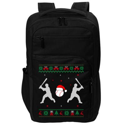Funny Baseball Ugly Christmas Sweater Xmas Baseball Player Impact Tech Backpack