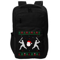 Funny Baseball Ugly Christmas Sweater Xmas Baseball Player Impact Tech Backpack