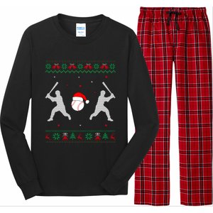 Funny Baseball Ugly Christmas Sweater Xmas Baseball Player Long Sleeve Pajama Set