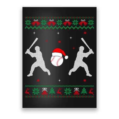 Funny Baseball Ugly Christmas Sweater Xmas Baseball Player Poster