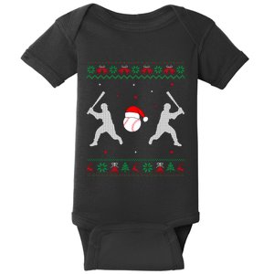 Funny Baseball Ugly Christmas Sweater Xmas Baseball Player Baby Bodysuit