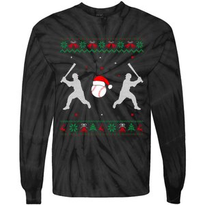 Funny Baseball Ugly Christmas Sweater Xmas Baseball Player Tie-Dye Long Sleeve Shirt