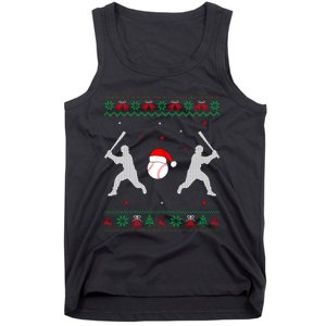 Funny Baseball Ugly Christmas Sweater Xmas Baseball Player Tank Top