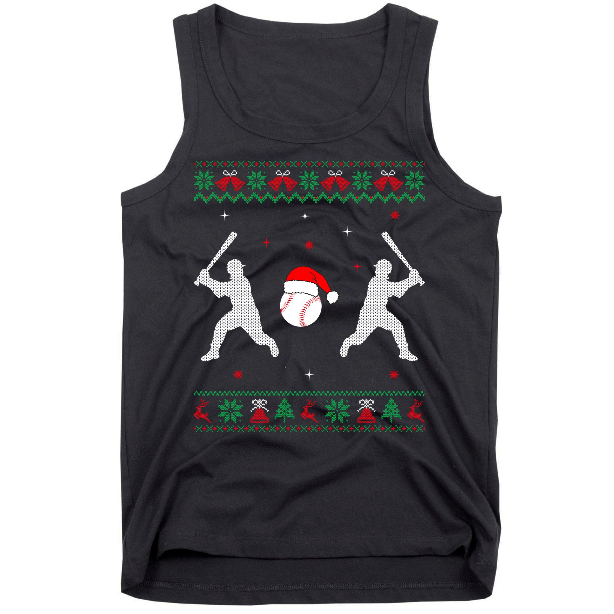 Funny Baseball Ugly Christmas Sweater Xmas Baseball Player Tank Top