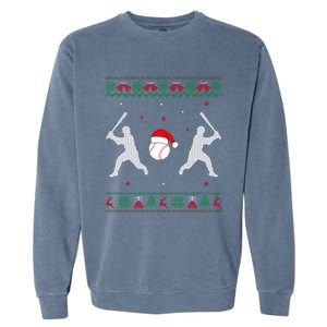 Funny Baseball Ugly Christmas Sweater Xmas Baseball Player Garment-Dyed Sweatshirt