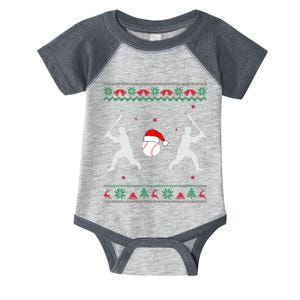 Funny Baseball Ugly Christmas Sweater Xmas Baseball Player Infant Baby Jersey Bodysuit