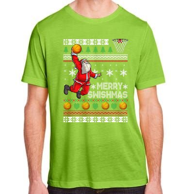 Funny Basketball Ugly Christmas Sweater Santa Merry Swishmas Adult ChromaSoft Performance T-Shirt