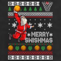 Funny Basketball Ugly Christmas Sweater Santa Merry Swishmas 7 Panel Mesh Trucker Snapback Hat