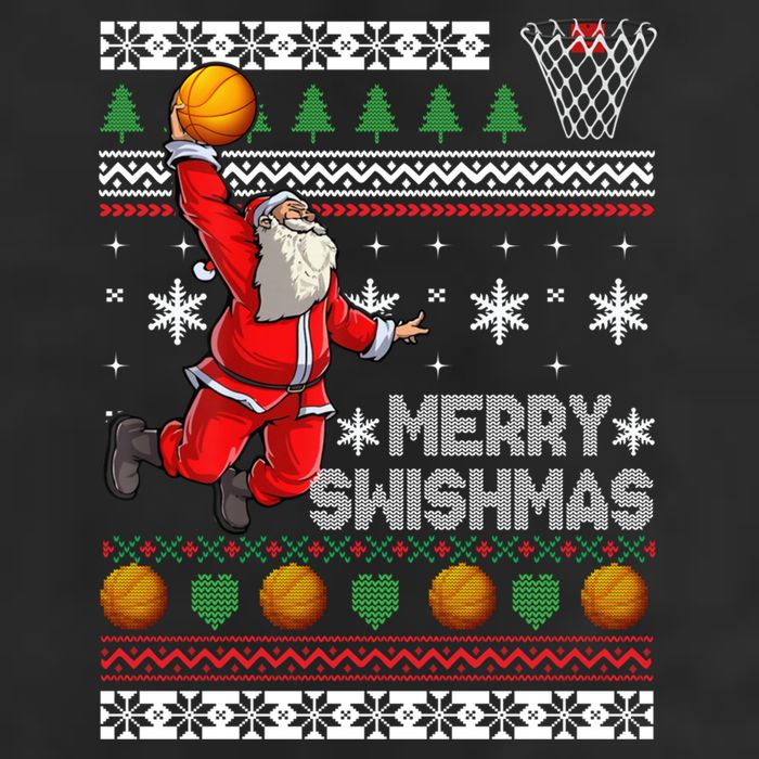 Funny Basketball Ugly Christmas Sweater Santa Merry Swishmas 7 Panel Mesh Trucker Snapback Hat
