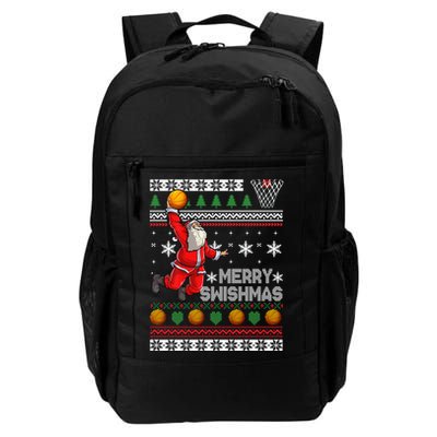 Funny Basketball Ugly Christmas Sweater Santa Merry Swishmas Backpack