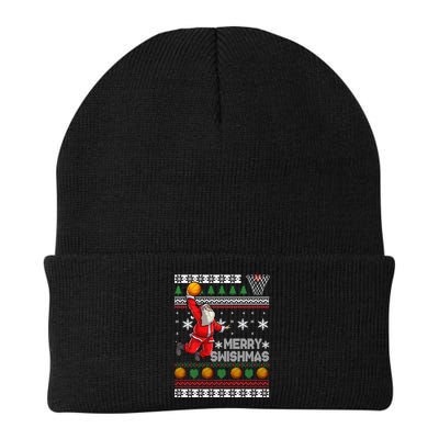 Funny Basketball Ugly Christmas Sweater Santa Merry Swishmas Beanie