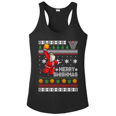 Funny Basketball Ugly Christmas Sweater Santa Merry Swishmas Ladies PosiCharge Competitor Racerback Tank