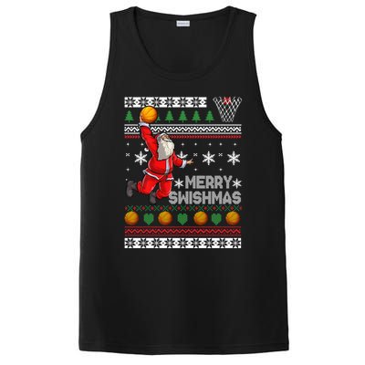 Funny Basketball Ugly Christmas Sweater Santa Merry Swishmas PosiCharge Competitor Tank