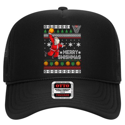 Funny Basketball Ugly Christmas Sweater Santa Merry Swishmas Trucker Hat