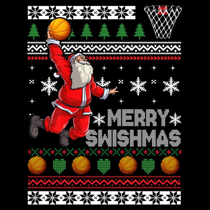 Funny Basketball Ugly Christmas Sweater Santa Merry Swishmas Visor