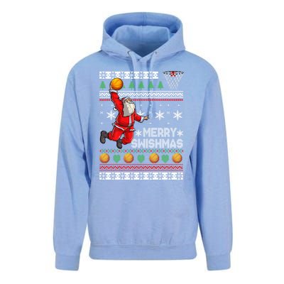 Funny Basketball Ugly Christmas Sweater Santa Merry Swishmas Unisex Surf Hoodie