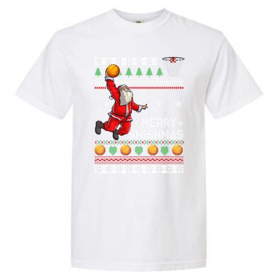 Funny Basketball Ugly Christmas Sweater Santa Merry Swishmas Garment-Dyed Heavyweight T-Shirt