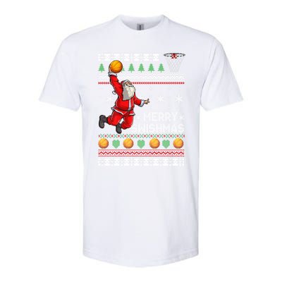 Funny Basketball Ugly Christmas Sweater Santa Merry Swishmas Softstyle CVC T-Shirt