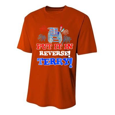 Fireworks Back Up Put It In Reverse Terry Funny 4th Of July Funny Gift Performance Sprint T-Shirt