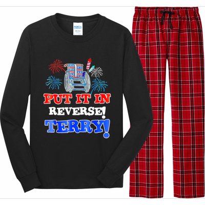 Fireworks Back Up Put It In Reverse Terry Funny 4th Of July Funny Gift Long Sleeve Pajama Set