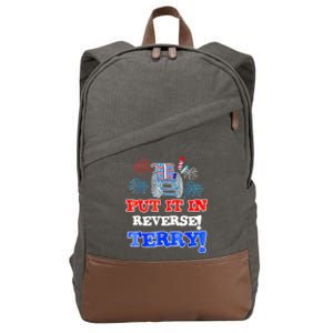 Fireworks Back Up Put It In Reverse Terry Funny 4th Of July Funny Gift Cotton Canvas Backpack