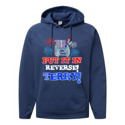 Fireworks Back Up Put It In Reverse Terry Funny 4th Of July Funny Gift Performance Fleece Hoodie