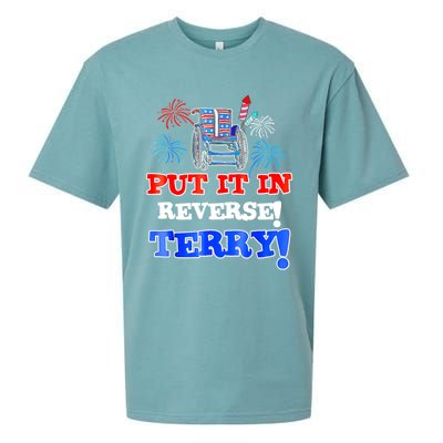 Fireworks Back Up Put It In Reverse Terry Funny 4th Of July Funny Gift Sueded Cloud Jersey T-Shirt