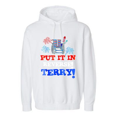 Fireworks Back Up Put It In Reverse Terry Funny 4th Of July Funny Gift Garment-Dyed Fleece Hoodie